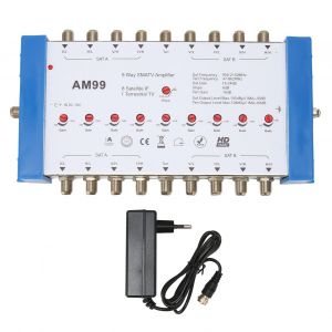 amplificateur SMaTV 9 voies, repartiteur TV satellite professionnel Plug and Play pour usage interieur, prise UE 100-240 V - Neuf