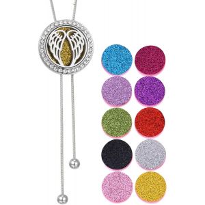 Kal-Collier Diffuseur D'huile Essentielle Pour Femme, Pendentif D'aromathérapie Réglable En Acier Inoxydable Avec 10 Tampons En Feutre, Bijou D'huile Essentielle Cadeau Pour Femmes Hommes - Neuf