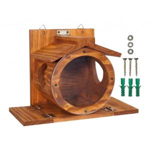 En Bois Tamia Trémie Étanche Écureuil Maison Aérée Trous Extérieure De La Nourriture Titulaire De L'écrou De L'épi De Maïs Foin - Neuf