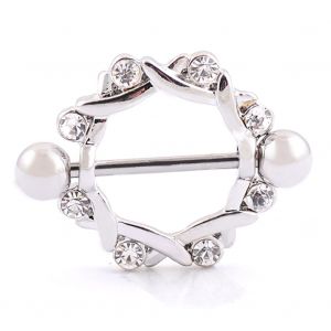 Piercing De Teton Rond En Acier Inoxydable Antiallergique Avec Strass - Neuf