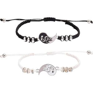 Kal-2 Pcs Bracelet D'amitié Dragon Totem Yin Yang Cordon Ajustable Bracelet Personnalisé Pour Couples Et Meilleures Amies - Neuf
