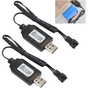 Kajgl-Usb Chargeur Câble Rc Universel Avec Connecteur Pour Batterie Lipo 2s 7.4v-Compatible Avec Voiture Rc,Bateau Rc,Drone Rc,Avions Rc Et Autres Jouets Télécommandés (Sm-3pin 2pcs)-Kajgl - Neuf