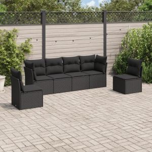 Prolenta Premium - Salon De Jardin 6 Pcs Avec Coussins Noir R&eacute;sine Tress&eacute;e - Neuf