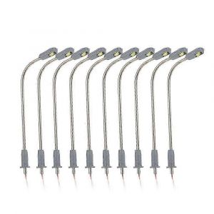 Lot de 10 mod&egrave;les r&eacute;duits de lampadaires en m&eacute;tal, &eacute;clairage LED &agrave; une t&ecirc;te, pour la fabrication de maquettes de lampadaires de rue. - Neuf