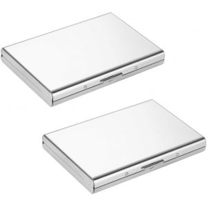 2 Pcs Porte-Carte de Crédit Visite(Argent) Métallique avec la Technologie de Blocage RFID,Cool Etui de Carte de Visite Slim Métal - 6 Slots pour Vos Cartes de Crédit - Neuf