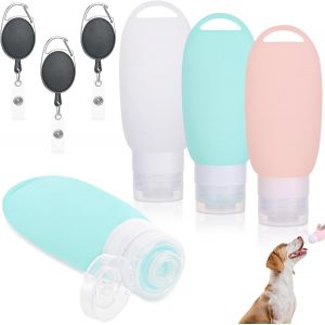 3 Tube De Nourriture Pour Chien, Flacon Voyage En Silicone De 90ml, Doseur Croquettes Chien Réutilisables Avec Boucles De Montagne, Tubes À Nourriture Pour L'entraînement Et Récompenses - Neuf
