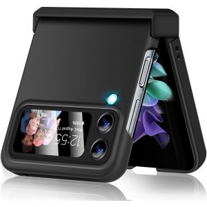 JGD-Coque de protection pour Samsung Galaxy Z Flip 3 - Ultra fine et l&eacute;g&egrave;re - En polycarbonate - Pour Galaxy Z Flip 3 5G - Anti-rayures - 3 poches - Noir - Neuf