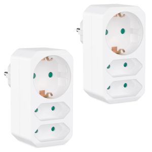 Ershi-Set De 2 Prises Multiples Blanc - Adaptateur De Prise Avec Sécurité Enfant - Double Prise 3680w - Multiprise Triple - Prise [1456] - Neuf
