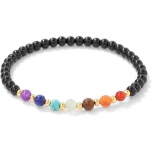 Eryi-Bracelet Chakra Pour Femme, Élastique Bracelet 7 Chakras Pierre Naturelle 4mm Naturelle Bracelets Perles Bracelets Pierres Naturelle Pour Femme Fille - Neuf