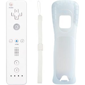 Télécommande Pour Nintendo Wii/Wii U,Wii Manette De Capteur De Mouvement Sans Fil Pour Nintendo Wii,Avec Étui En Silicone Et Dragonne (Blanc) - Neuf
