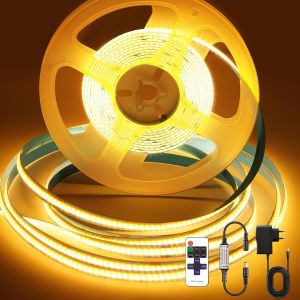 Ruban Led Cob 3 M, Bande Led Blanc Chaud 2700k, Bande Led Dimmable 24v, 320led/M Avec Rf T&eacute;l&eacute;commande, Pour La D&eacute;coration De La Maison, La Cuisine, Le Miroir - Neuf