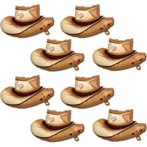 SJZG-Lot De 8 Ballons De F&ecirc;te Sur Le Th&egrave;me De L'Ouest, Grandes Bottes De Cow-Girl Chapeaux Ballons En Aluminium D&eacute;corations De F&ecirc;te De Cow-Boy Pour F&ecirc;te &Agrave; Th&egrave;me De Cow-Boy Anniversaire Baby Shower - Neuf