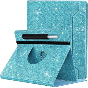 &Eacute;tui Compatible Avec Tablette 9-11 Pouces, &Eacute;tui De Protection En Pu, Coque Pour Tablette Rotative &Agrave; 360 Degr&eacute;s Avec Poche, Couverture De Protection Pour Tablettes 9-11 Pouces, Bleucielpaillet&eacute; - Neuf