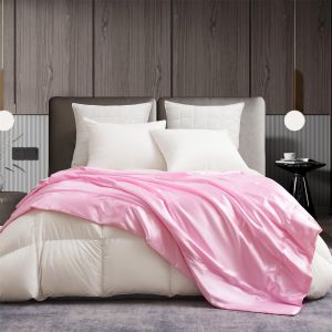 Kyaoayo-Couverture En Satin - 220 X 240 Cm - Rose - Couverture De Canapé - Couverture D'été Rafraîchissante Et Soyeuse - Légère Et Douce - Luxe Lisse - Brillant - Pour Lit, Canapé, Chambre À Coucher, - Neuf