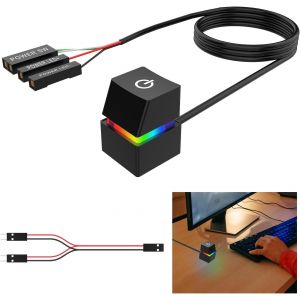 CFRY-2M Bouton d'alimentation PC Case Accessoires, Démarrage à distance Carte mère PC Power On/Off Câble d'extension avec lumière LED, ordinateur, composants et accessoires - Neuf
