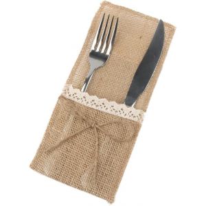 Lot De 8 Sacs &Agrave; Couverts En Toile De Jute Vintage-Pour Mariage,No&euml;l,Bapt&ecirc;me,F&ecirc;te,Restaurant,Style G - Neuf