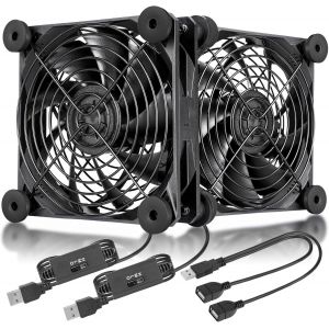 N12U04 Ventilateur USB,contr&ocirc;le multi-vitesse,avec protection en m&eacute;tal pour PC,bo&icirc;tier TV,r&eacute;cepteur,cabine AV,PS4,routeur 120 mm - Neuf