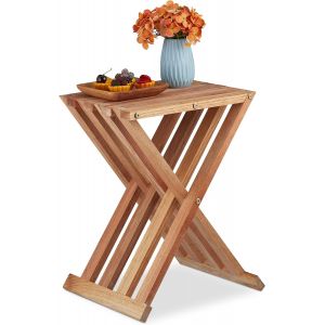 Ulteronixshop-Table Pliante, Bois De Noyer, Salon, Balcon Et Terrasse, Hlp 44,5x34x28 Cm, Table D'appoint, Pliable, Naturel - Neuf