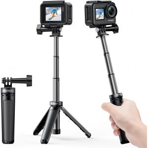 LORANKA-Mini Tr&eacute;pied Selfie Stick avec Perche T&eacute;lescopique pour Cam&eacute;ra Sport Compatible avec /Go Pro 12/11/10/9/8/Max/DJI Osmo Action Camera - Neuf