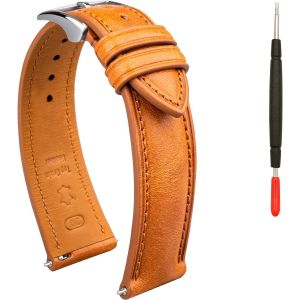Eryi-Quick Release Bracelet De Montre En Cuir Tanné À L'huile Deux Tons 18 Mm, 19 Mm, 20 Mm, 21 Mm, 22 Mm Pour Hommes Et Femmes, 20mm, Cuir, Pas De Gemme - Neuf