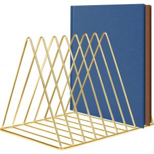 Porte-revues en métal doré - Toilettes, maison, étagère, salle de bain et bureau Porte-revues en triangle avec 9 emplacements - Porte-journaux, livres, tablettes et dossiers - Neuf