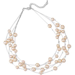 Kal-Collier Court En Perle Et Cristal Pour Femme Avec Chaîne En Argent Bijoux De Bohème Faits À La Main Cadeau Fete Des Meres Pour Maman - Neuf