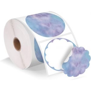 Étiquettes thermiques ondulées de 2"",autocollants autocollants de fleurs autocollants autocollants pour carte de remerciement,logo,nom,prix,500 étiquettes,dégradé bleu-violet - Neuf