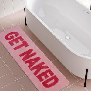 Get Naked-Tapis De Bain-50 Cm X 150 Cm-Noir Et Rose-Tapis De Bain-Antid&eacute;rapant-Lavable (Rose,150 X 50cm) - Neuf
