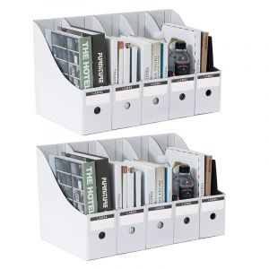 &Eacute;tag&egrave;re &agrave; magazines - 10 tiroirs A4 - Bo&icirc;te de rangement bureau en carton recyclable - S&eacute;parateurs de dossiers - Organiseur compact pour bureau, &eacute;cole, dortoirs - Dimensions 9x26x27 cm - Neuf