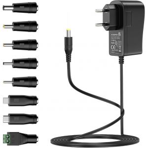 Bloc d'alimentation 5 V 2 A,5 V AC DC avec 8 prises CC pour &eacute;lectronique 5 V comme tablette,t&eacute;l&eacute;phone,hub USB,cam&eacute;ra de vid&eacute;osurveillance,2000 mA max. - Neuf
