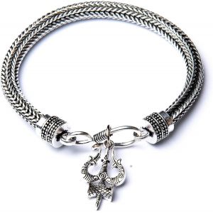 Eryi-Rudraksha Shiv Om Trishul Damroo Kada Pour Homme | Bracelet Manchette Lord Shiva Bahubali Pour Homme | Kada Religieux En Laiton | Bracelet De Taille Libre Pour Rakshabandhan - Neuf