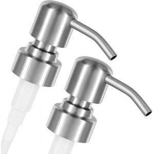 KAL-Pompe Pour Distributeur De Savon Liquide 'Zagreb' - 2 Pièces De Pomps De Rechange Ou Pour Upcycling En Acier Inox Avec Filetage De 28 Mm (Argent Brossé) - Neuf