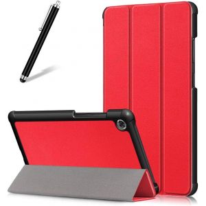 KAL-Coque Pour Lenovo Tab M7 Tb-7305F,&Eacute;tui Cuir &Agrave; Rabat Mince L&eacute;ger Avec Support Pliable,R&eacute;glable Multi-Angle B&eacute;quille Folio Flip Tablette Housse,Red - Neuf