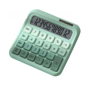 QSJ-Calculatrice de bureau à 12 chiffres,grand écran LCD,gros bouton,à énergie solaire et à piles,adaptée au bureau-Vert - Neuf