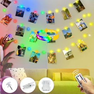 Guirlande Photo 50led Guirlande Lumineuse Interieur Photo Led Avec 30 Photo Clips Batterie Aliment&eacute; Guirlande Lumineuse Pince Photo Decoration Chambre Accroche Photo,Blanc Chaud + Couleur - Neuf