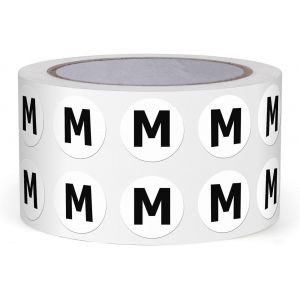 Autocollants Lettres Alphabet Noir 13 Mm Lettre M Unique 1000 &Eacute;tiquettes Rondes Adhesifs Vinyle Imperm&eacute;ables Rouleaux Pour Scrapbooking Ecole Education Usines Magasins - Neuf