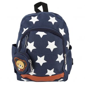 Sac a dos pour enfants, joli sac d'ecole a imprime dessin anime, avec petit accessoire (bleu fonce) - Neuf
