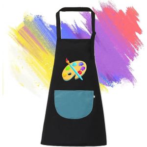 KALANKA-Tablier Enfant, 1 Pièces Tablier Enfants avec Poches, Tablier Peinture Enfant, Réglables Kids Tablier de Chef pour Garçons Filles Artisanat Peinture Cuisine Coloriage, 5-11 Ans - Neuf
