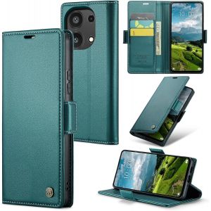 Maa-Coque Pour Xiaomi Redmi Note 13 Pro 4g, Étui Housse En Rfid Protection Premium Pu Cuir Portefeuille Rabat Case Magnétique Stand Antichoc, Étui Case Pour Xiaomi Redmi Note 13 Pro 4g, Bleu Vert - Neuf
