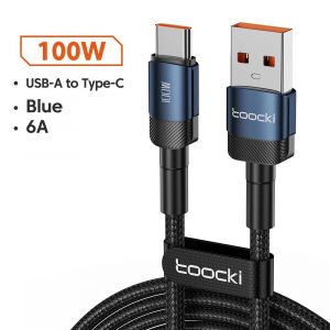Toocki-C&acirc;ble Usb De Type C &Agrave; Charge Rapide,Fil De Donn&eacute;es Snaptype C,100w,Xiaomi Huawei P30 P40 Samsung Poco Realme Oneplus-0.25m-Blue - Neuf