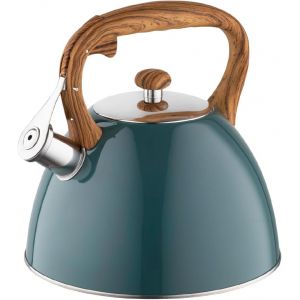 CMWS-FLORINA - Bouilloire Inox (2,5 l) I Bouilloire Sifflante FRANK I Poign&eacute;e R&eacute;sistante &agrave; la Chaleur I Non Electrique I Induction, Gaz I Pour Th&eacute; et Caf&eacute; I Couleur: Vert fonc&eacute; mat - Neuf