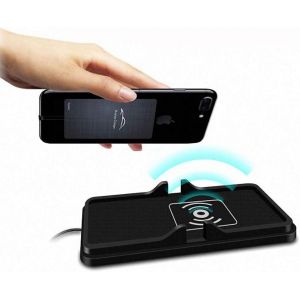 Chargeur Rapide De Tableau De Bord De Voiture Sans Fil Qi 2-En-1 Avec Support En Silicone Antidérapant Pour Téléphone De Voiture - Neuf