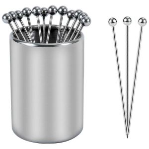 Ensemble De Porte-Pics À Cocktail En Métal,Cure-Dents Cocktail Cure-Dents Décoratifs Réutilisables En Acier Inoxydable - Neuf