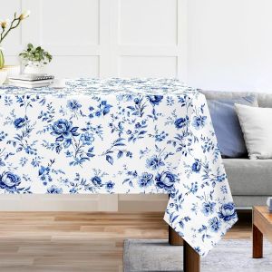 Nappe De Table Rectangulaire Fleurs Aquarelle, Nappes Roses Bleu Vintage Nappe Anti-Taches Et Lavable Pour La Cuisine Manger De F&ecirc;te D&eacute;coration (140&times;180cm) - Neuf