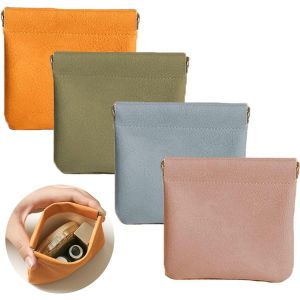 4 Pi&egrave;ces Cuir Petite Trousse Maquillage Voyage, Portable Pochette Maquillage Sans Fermeture &Eacute;clair &Agrave; Fermeture Automatique Mini Makeup Bag Imperm&eacute;able Sac Maquillage Pour Cosm&eacute;tiques,&Eacute;couteurs - Neuf