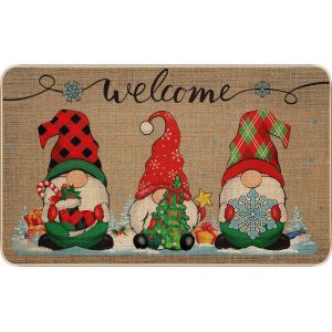 40*60cm,Paillasson D&eacute;coratif de No&euml;l de No&euml;l de Bienvenue de Porte, Tapis d'Hiver Paillasson antid&eacute;rapant et Lavable en Caoutchouc de Porte Tapis de Flocons de neige, p&egrave;re No&euml;l, - Neuf