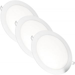 Subzonal-Lot De 3 Spots Led Encastrables Ronds, 18 W, 1500 Lumens, Extra-Plats 13 Mm, Trou De Fixation &Oslash; 200-205 Mm, Blanc Froid 6000 K, Avec Transformateurs Inclus - Neuf