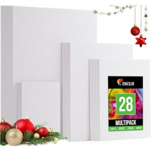 Mevronisshop-Toile Peinture - Set De 28 Canvas - Toile A Peindre Multi Tailles - 13x18, 20x25, 24x30, 30x40 - Toile Vierge Tout Type De Peinture - Neuf