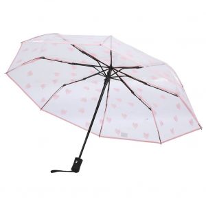 HJLIAN Parapluie pliant automatique a trois volets, motif cour tendance, portable et transparent - Neuf