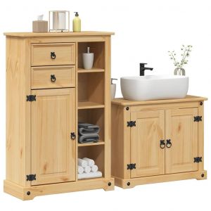 Ensemble De Meubles Salle De Bain 2 Pcs Corona Bois Pin Massif - Neuf